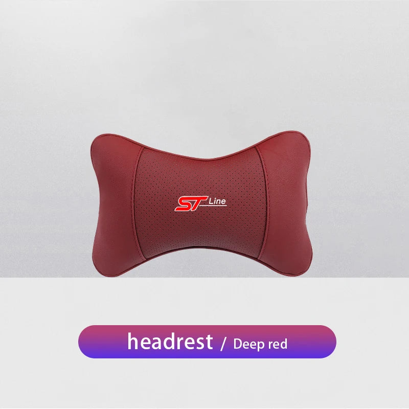 Car Neck Pillow - Ergonomic Leather Headrest Cushion for Ford Mustang & Focus - ZOOMNSTORE