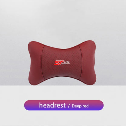 Car Neck Pillow - Ergonomic Leather Headrest Cushion for Ford Mustang & Focus - ZOOMNSTORE