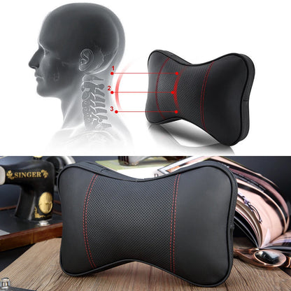 Car Neck Pillow - Ergonomic Neck Support PU Leather Headrest Cushion for Driving Comfort - ZOOMNSTORE