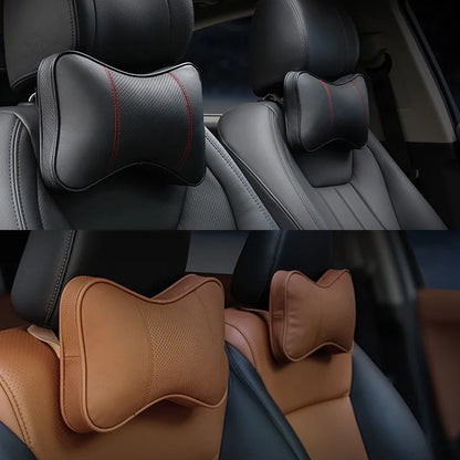 Car Neck Pillow - Ergonomic Neck Support PU Leather Headrest Cushion for Driving Comfort - ZOOMNSTORE