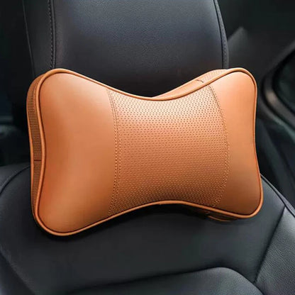 Car Neck Pillow - Ergonomic Neck Support PU Leather Headrest Cushion for Driving Comfort - ZOOMNSTORE