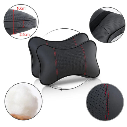 Car Neck Pillow - Ergonomic Neck Support PU Leather Headrest Cushion for Driving Comfort - ZOOMNSTORE