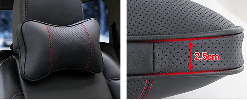 Car Neck Pillow - Ergonomic Neck Support PU Leather Headrest Cushion for Driving Comfort - ZOOMNSTORE