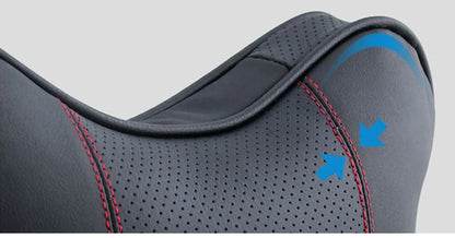 Car Neck Pillow - Ergonomic Neck Support PU Leather Headrest Cushion for Driving Comfort - ZOOMNSTORE