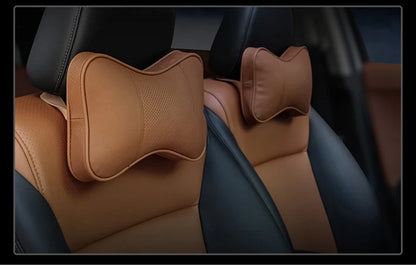 Car Neck Pillow - Ergonomic Neck Support PU Leather Headrest Cushion for Driving Comfort - ZOOMNSTORE