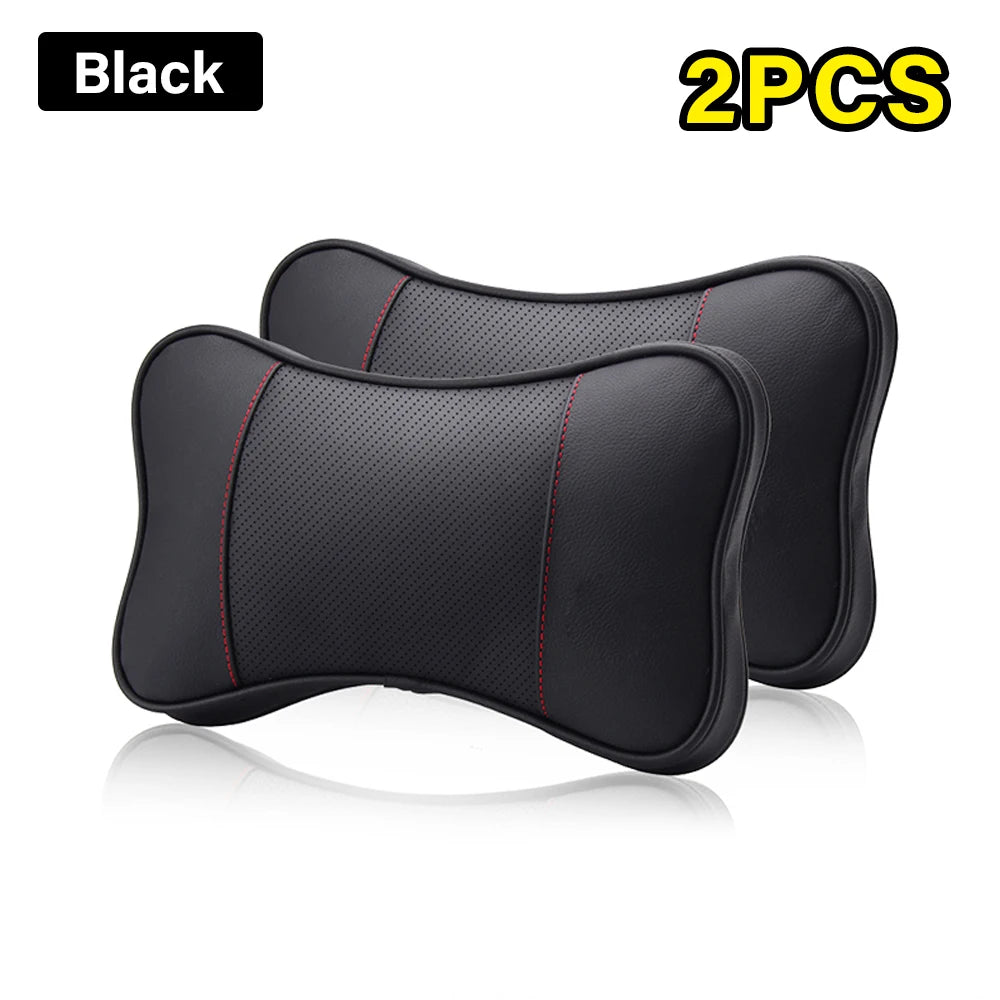 Car Neck Pillow - Ergonomic Neck Support PU Leather Headrest Cushion for Driving Comfort - ZOOMNSTORE