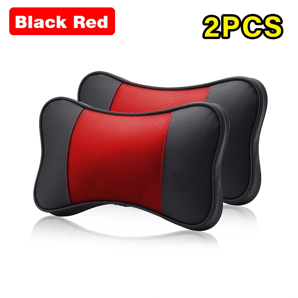 Car Neck Pillow - Ergonomic Neck Support PU Leather Headrest Cushion for Driving Comfort - ZOOMNSTORE