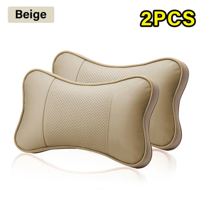 Car Neck Pillow - Ergonomic Neck Support PU Leather Headrest Cushion for Driving Comfort - ZOOMNSTORE