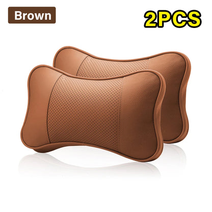 Car Neck Pillow - Ergonomic Neck Support PU Leather Headrest Cushion for Driving Comfort - ZOOMNSTORE