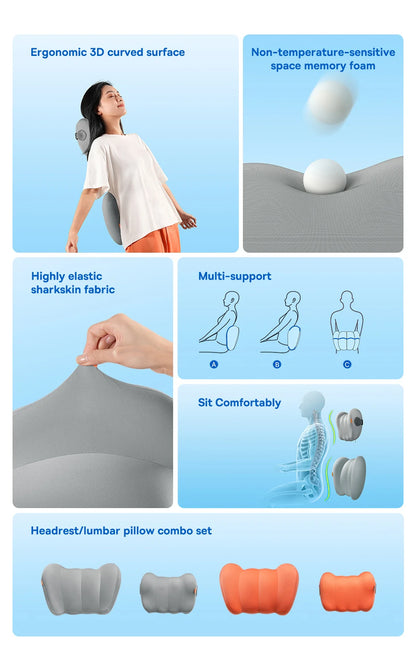 Car Neck Pillow Memory Foam Cushion - Ergonomic Lumbar Support & Breathable Travel Neck Rest - ZOOMNSTORE