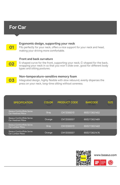 Car Neck Pillow Memory Foam Cushion - Ergonomic Lumbar Support & Breathable Travel Neck Rest - ZOOMNSTORE