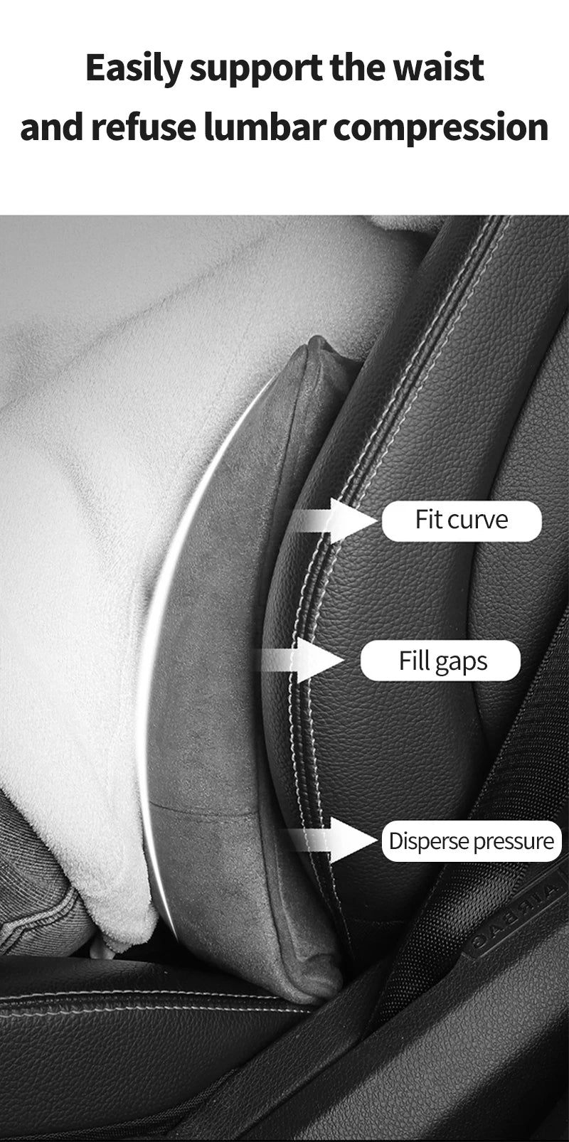 Car Neck Pillow - Universal Car Seat Cushion With Memory Foam & Natural Fiber Filling - ZOOMNSTORE