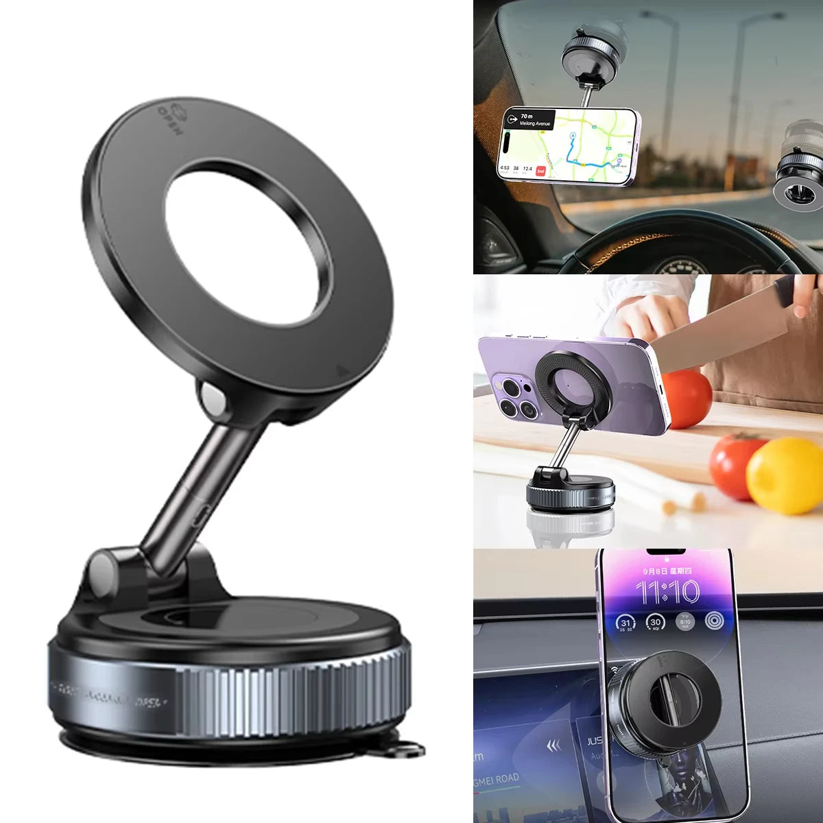 Car Phone Holder - Magnetic Car Mount With Vacuum Suction Cup & 360° Rotation - ZOOMNSTORE
