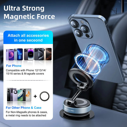 Car Phone Holder - Magnetic Car Mount With Vacuum Suction Cup & 360° Rotation - ZOOMNSTORE