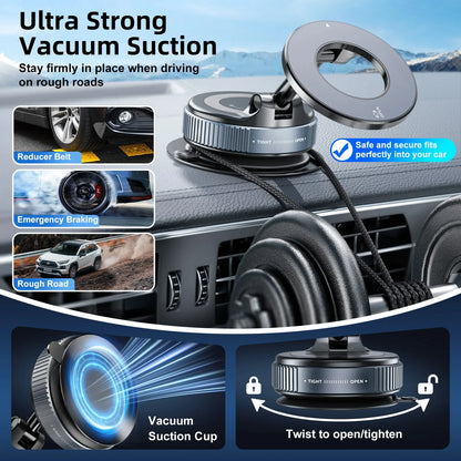 Car Phone Holder - Magnetic Car Mount With Vacuum Suction Cup & 360° Rotation - ZOOMNSTORE