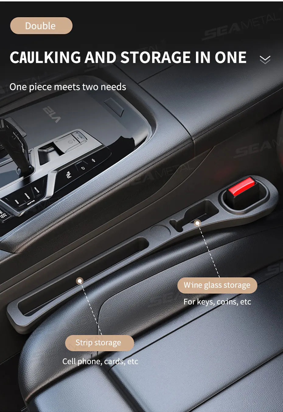 Car Seat Gap Filler | Bendable Side Crevice Filler & Extra Storage Space for Cars - ZOOMNSTORE