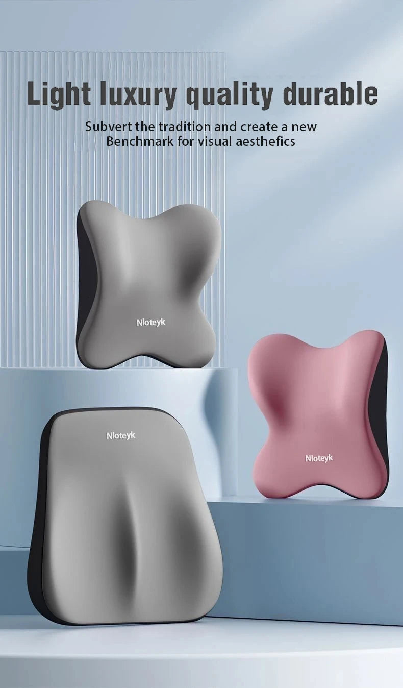 Car Seat Lumbar Support Memory Foam Pillow - Ergonomic Neck & Waist Cushion - ZOOMNSTORE