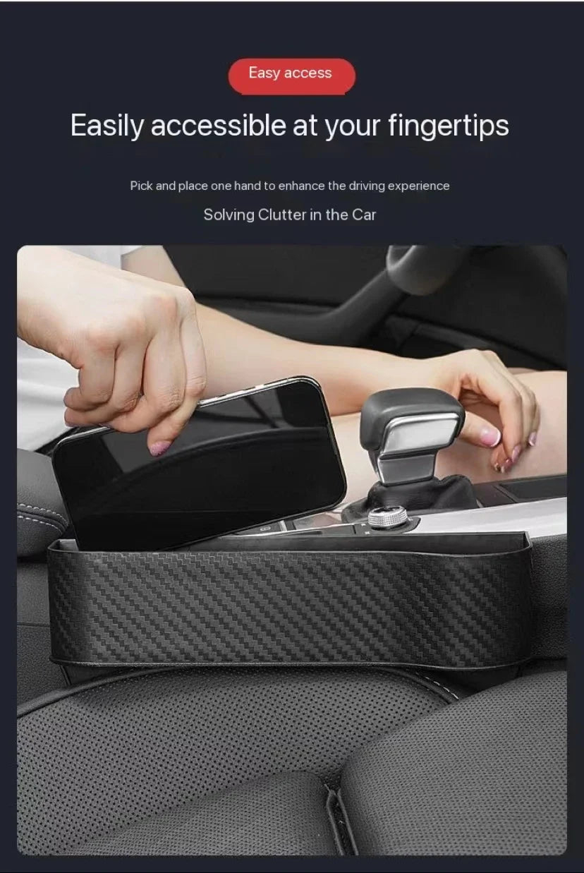 Car Seat Organizer - ABS Storage Box with Seat Gap Filler & Phone Holder Pocket - ZOOMNSTORE