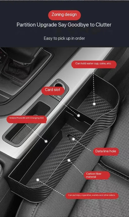 Car Seat Organizer - ABS Storage Box with Seat Gap Filler & Phone Holder Pocket - ZOOMNSTORE
