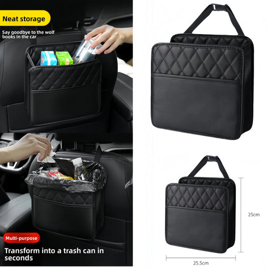 Car Seat Organizer PU Leather Storage Bag - Multi Pocket Waterproof Tissue Holder - ZOOMNSTORE