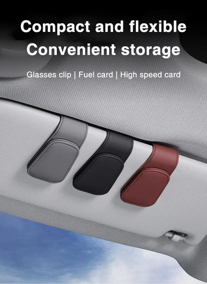 Car Sun Visor Clip - Magnetic Eyeglass Holder Leather Glasses Case For Car - ZOOMNSTORE