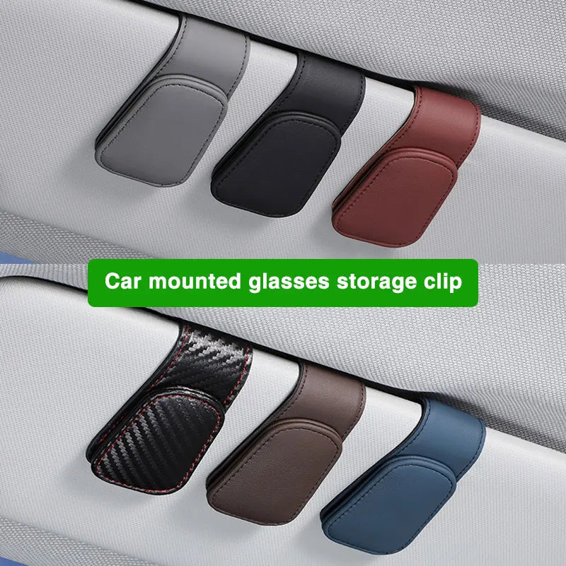 Car Sun Visor Clip - Magnetic Eyeglass Holder Leather Glasses Case For Car - ZOOMNSTORE