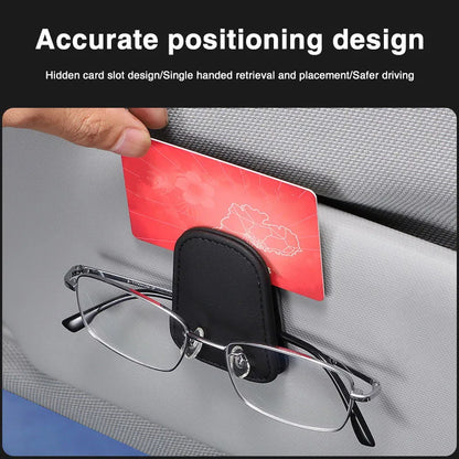 Car Sun Visor Clip - Magnetic Eyeglass Holder Leather Glasses Case For Car - ZOOMNSTORE