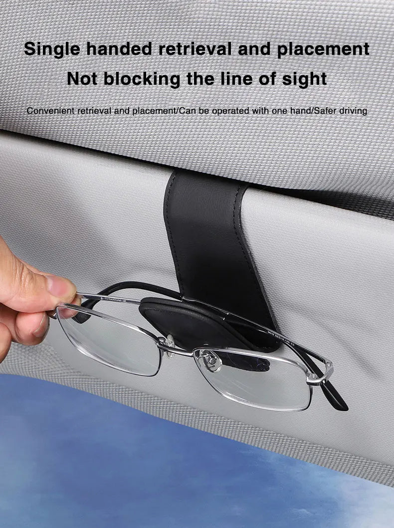 Car Sun Visor Clip - Magnetic Eyeglass Holder Leather Glasses Case For Car - ZOOMNSTORE