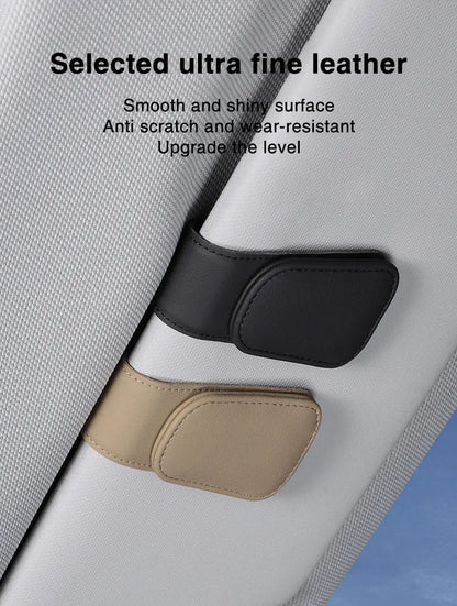 Car Sun Visor Clip - Magnetic Eyeglass Holder Leather Glasses Case For Car - ZOOMNSTORE