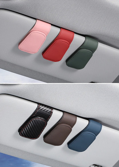 Car Sun Visor Clip - Magnetic Eyeglass Holder Leather Glasses Case For Car - ZOOMNSTORE