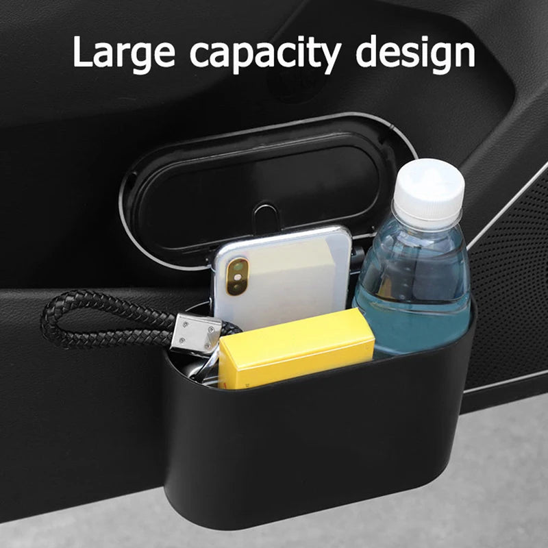 Car Trash Bin Diamond Bowknot Hanging Vehicle Garbage Can Pressing Type Storage - ZOOMNSTORE