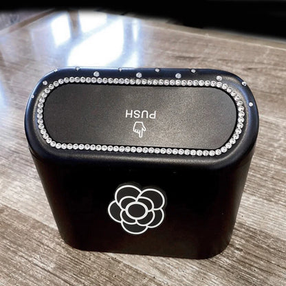 Car Trash Bin Diamond Bowknot Hanging Vehicle Garbage Can Pressing Type Storage - ZOOMNSTORE