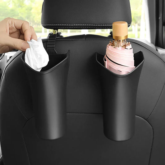 Car Trash Bin - Hanging Plastic Storage Bucket for Auto Interior Accessories - ZOOMNSTORE