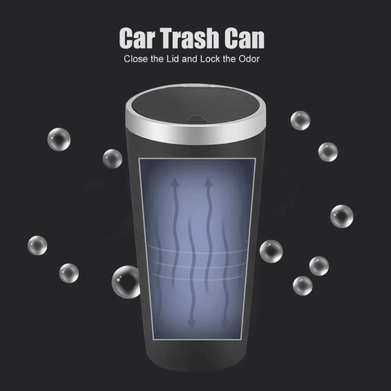 Car Trash Bin - Waterproof Vehicle Garbage Container with Rolling Cover - ZOOMNSTORE