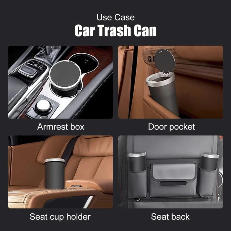 Car Trash Bin - Waterproof Vehicle Garbage Container with Rolling Cover - ZOOMNSTORE