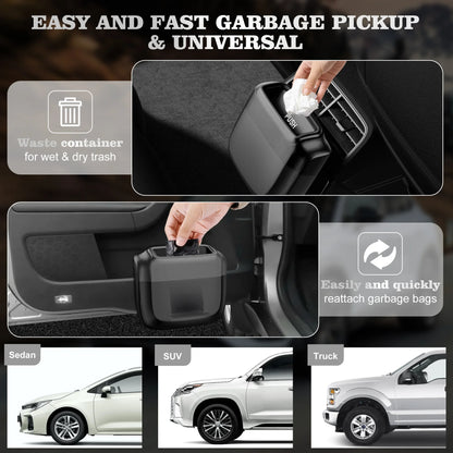 Car Trash Can – Hanging Car Storage Box with Built-In Trash Bag | ABS Plastic - ZOOMNSTORE