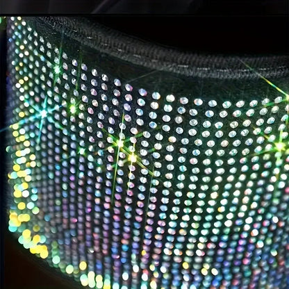 Car Trash Can - PU Leather Rhinestone Seat Back Organizer With Round Design - ZOOMNSTORE