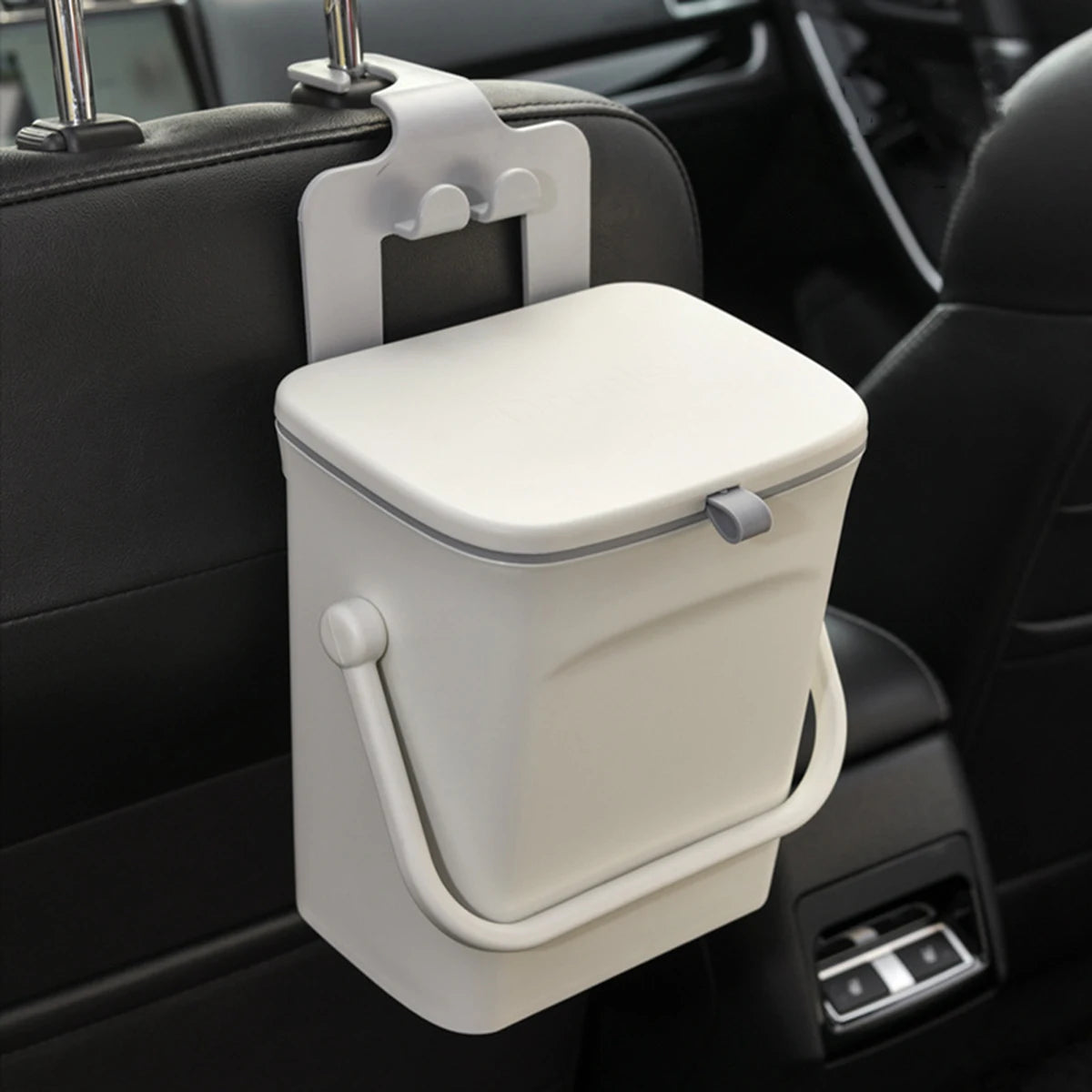 Car Trash Can With Mobile Phone Holder - 5L Rear Seat Storage Box With Lid - ZOOMNSTORE
