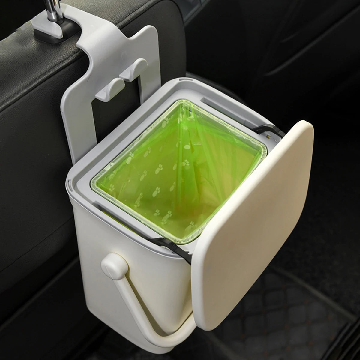 Car Trash Can With Mobile Phone Holder - 5L Rear Seat Storage Box With Lid - ZOOMNSTORE