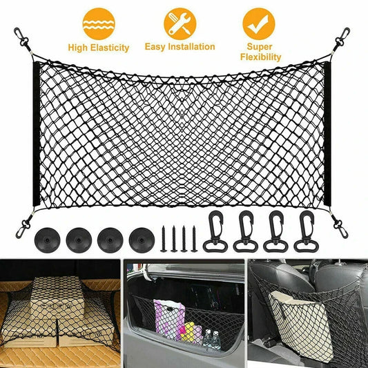 Car Trunk Cargo Net – Durable Nylon Elastic Mesh Storage Organizer for SUV Truck - ZOOMNSTORE