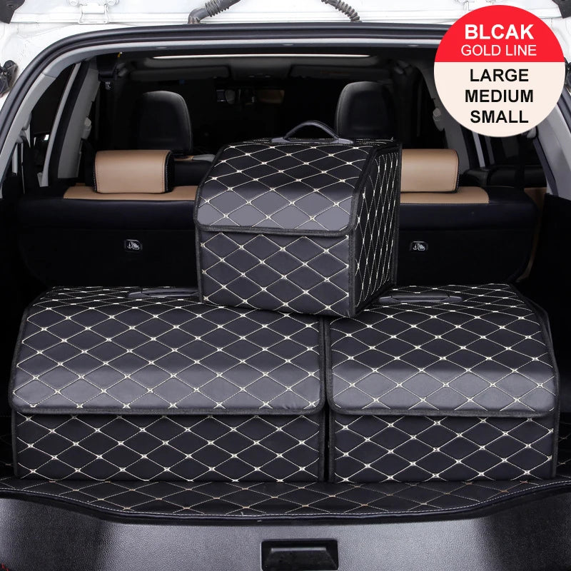 Car Trunk Organizer – Large Capacity Folding Auto Storage Box With PU Leather - ZOOMNSTORE