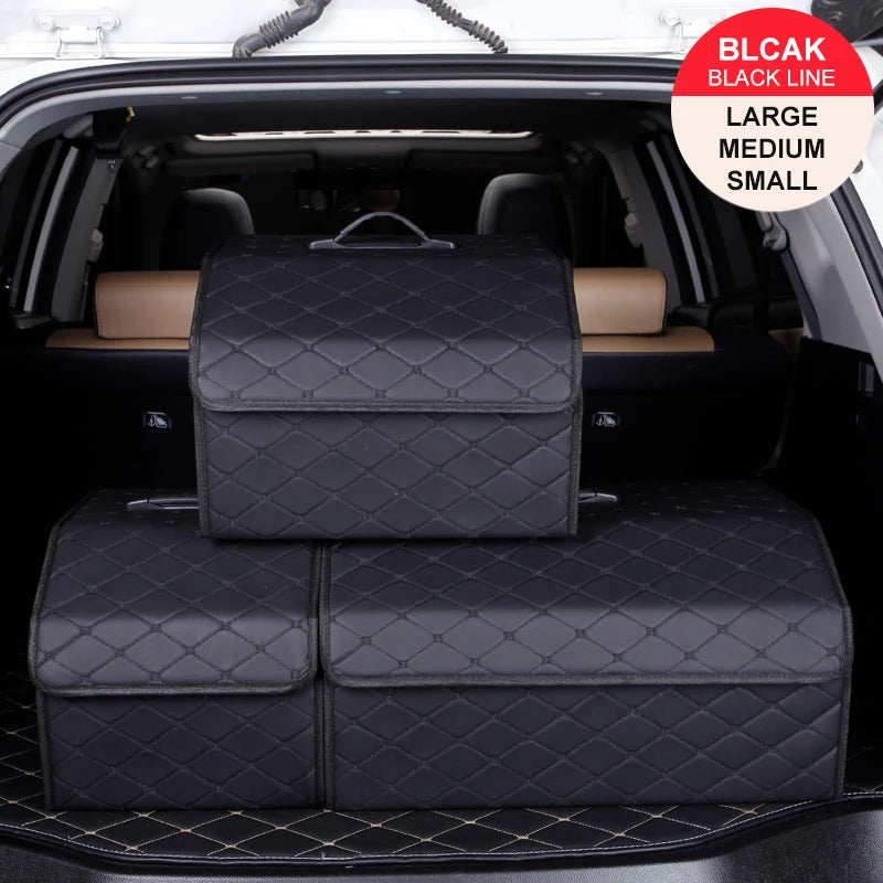 Car Trunk Organizer – Large Capacity Folding Auto Storage Box With PU Leather - ZOOMNSTORE