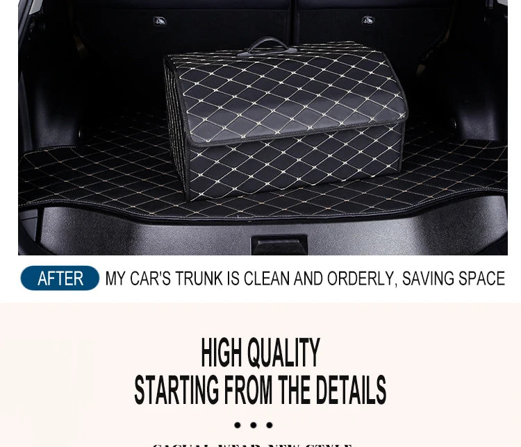 Car Trunk Organizer – Large Capacity Folding Auto Storage Box With PU Leather - ZOOMNSTORE