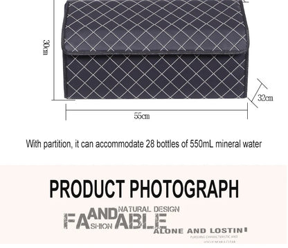 Car Trunk Organizer – Large Capacity Folding Auto Storage Box With PU Leather - ZOOMNSTORE