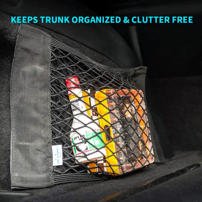 Car Trunk Organizer Net - Universal Elastic Storage Bag for Rear Seat & Cargo - ZOOMNSTORE
