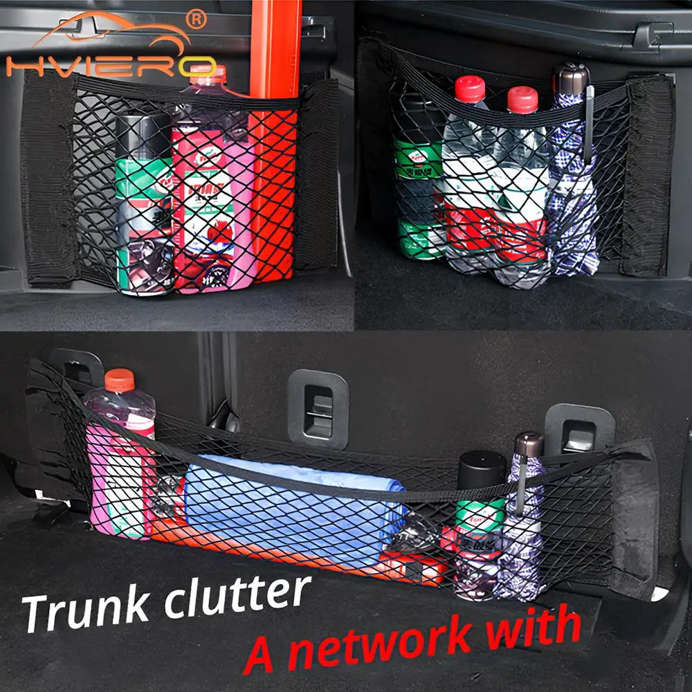 Car Trunk Organizer - Universal Elastic Mesh Storage Bag | Foldable Auto Accessories - ZOOMNSTORE
