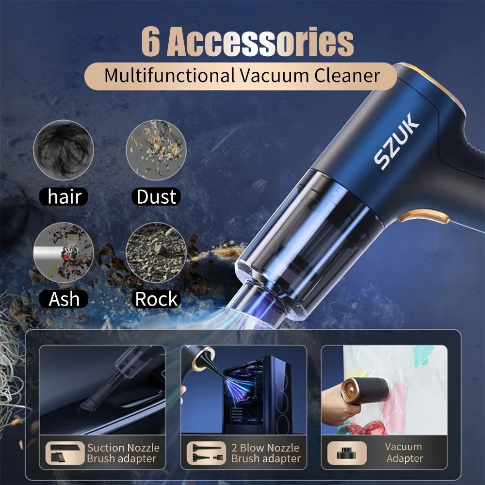 Car Vacuum Cleaner - Handheld Wireless Portable Duster with Powerful Suction - ZOOMNSTORE