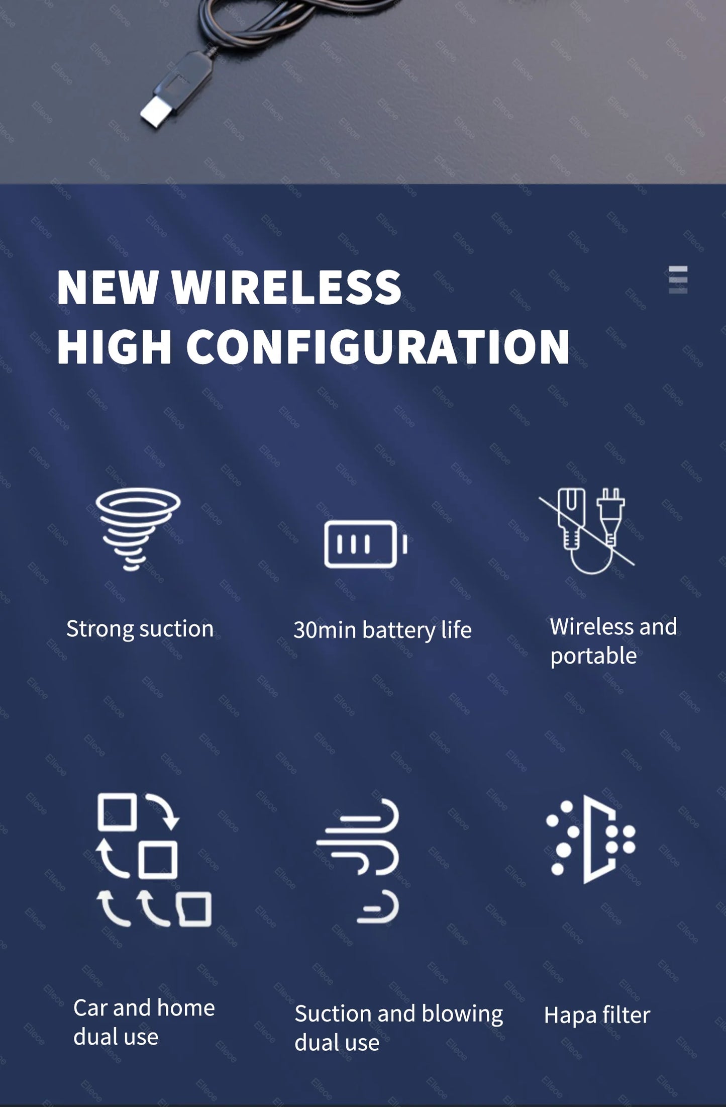 Car Vacuum Cleaner - Handheld Wireless Portable Duster with Powerful Suction - ZOOMNSTORE