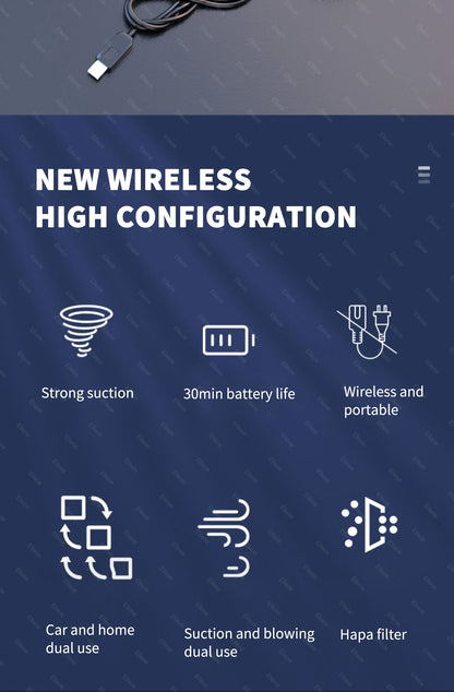 Car Vacuum Cleaner - Handheld Wireless Portable Duster with Powerful Suction - ZOOMNSTORE