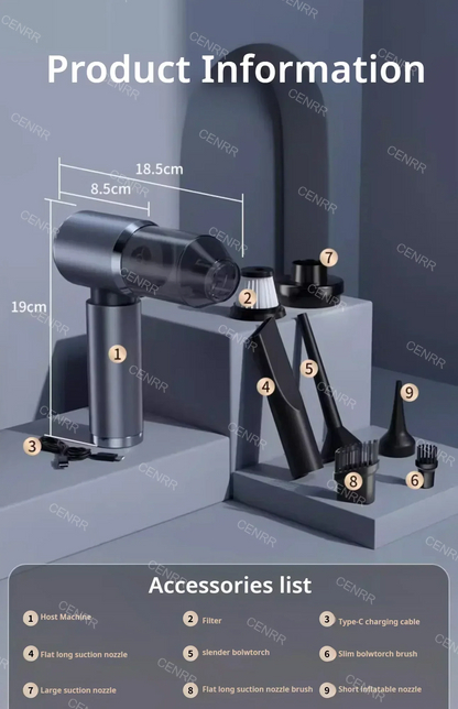 Car Vacuum Cleaner - Wireless Cordless Portable Vehicle Vacuum With HEPA Filter - ZOOMNSTORE